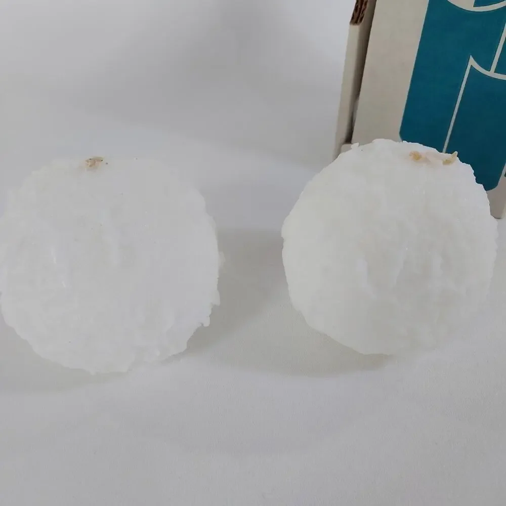 PartyLite 3‎ 1/2 inch Snowball Pair, White Candles, Q3510, Retired